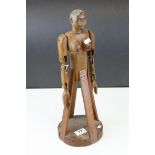 Wooden Carved Fertility Figure with Articulated Arms, mounted on a Later Stand, possibly Polynesian,