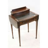 Early 20th century Mahogany Ladies Writing Desk, the overstructure with hinged lid opening to reveal