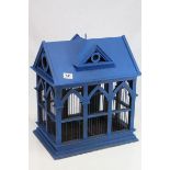 Vintage Painted Wood and Metal Bird Cage of architectural form