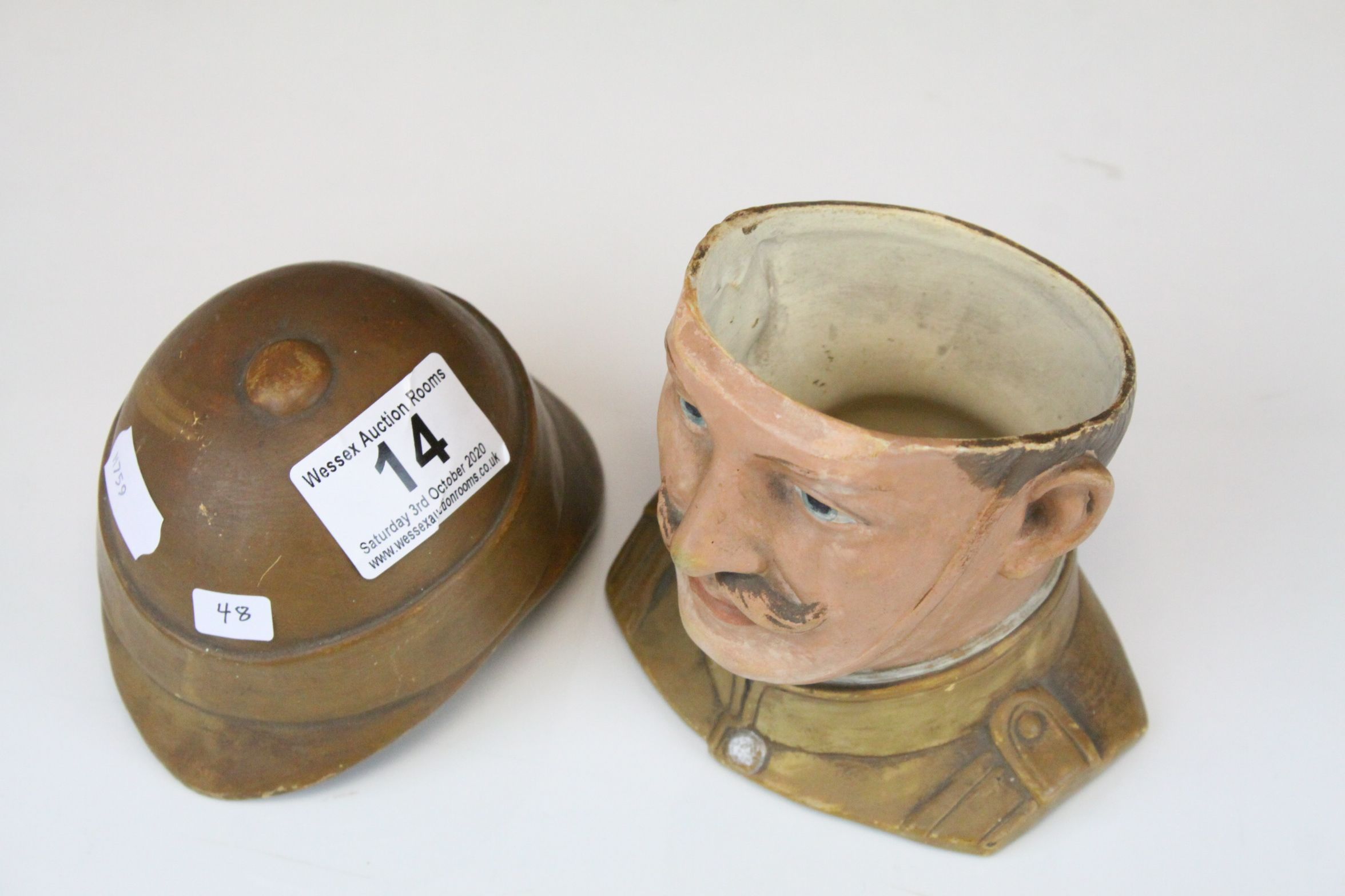 19th century Ceramic Lidded Tobacco Jar in the form of a British officer of the Boer War, marked - Image 2 of 7