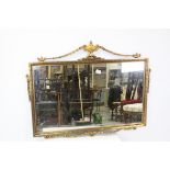 20th century Regency Style Wall Mirror with Urns and Swags, 97cms wide x 76cms high