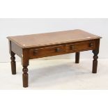 19th century Mahogany Side Table with Two Drawers, cut down to form a coffee table, 90cms wide x