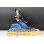 Resin Figure of a 1920's Dancing Girl on Faux Marble Base, 30cms high