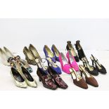 Quantity of designer shoes to include Bruno Magli patent leather heeled loafers, unworn, UK size