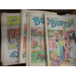 Comics including 44 Bunty, 7 Valiant, 25 Lion, 6 Smash, 30 Hotspur, 21 Hornet, 19 Look and Learn