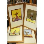 Set of Four Framed and Glazed E Galtois Illuminated Prints of People in Traditional Costume, 27cms x