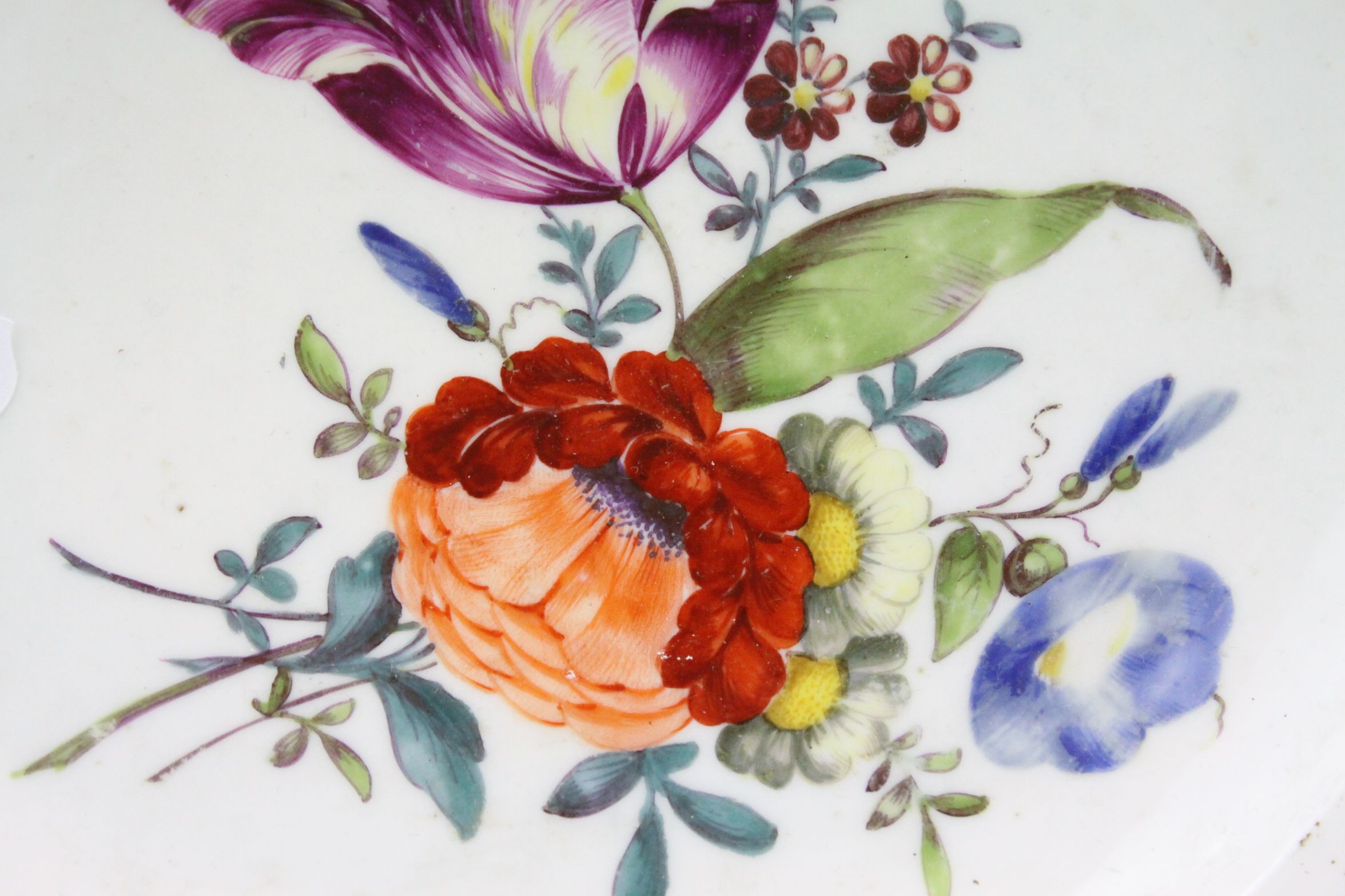 An early 20th century Meissen cabinet plate with floral decoration crossed sword mark to underside. - Image 4 of 6