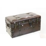 Leather covered Ottoman / Seat in the form of a Travelling Trunk, 70cms wide x 39cms high