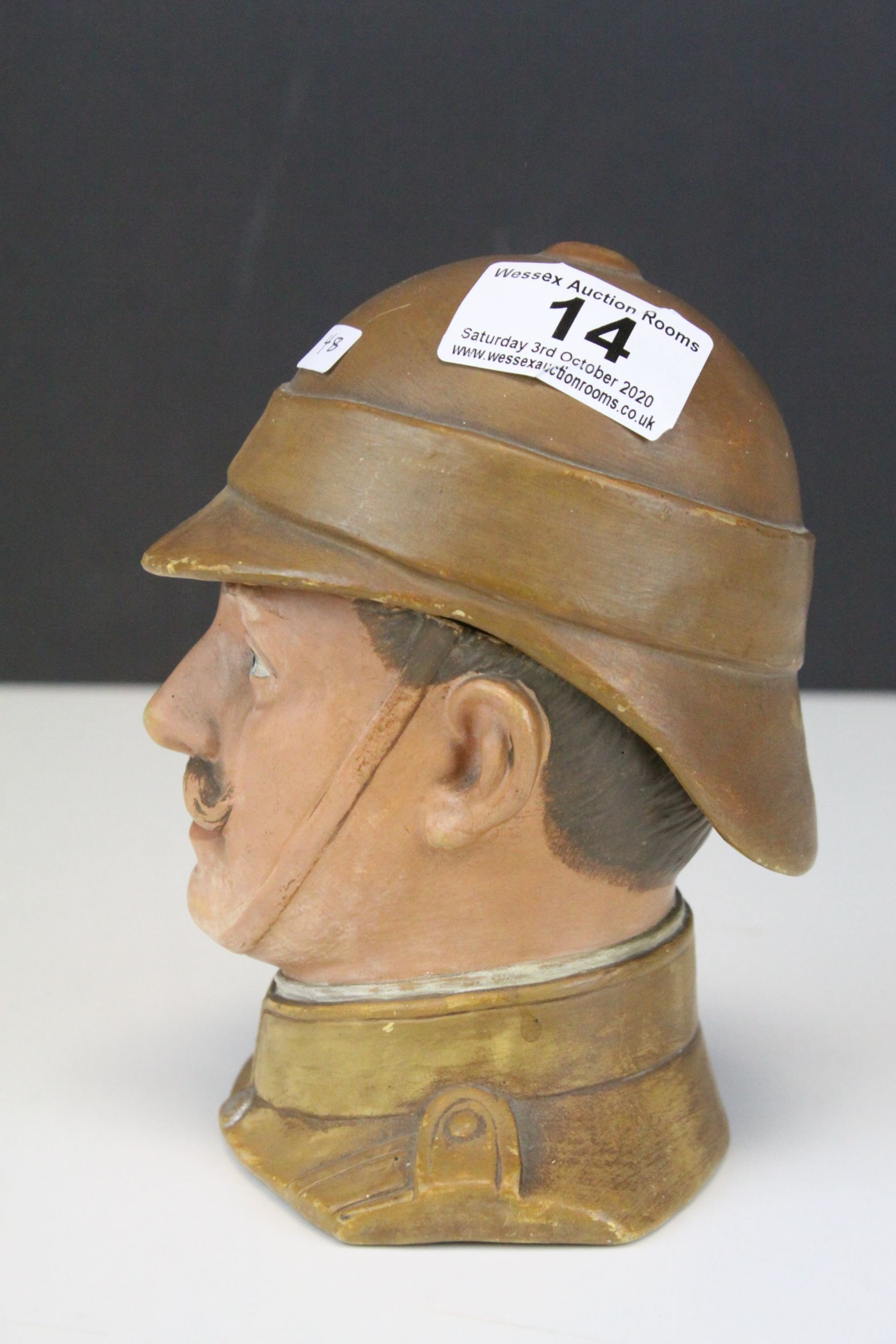 19th century Ceramic Lidded Tobacco Jar in the form of a British officer of the Boer War, marked - Image 6 of 7