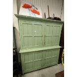 19th century Painted Pine Housekeeper's Cupboard, the four panel doors each opening to reveal