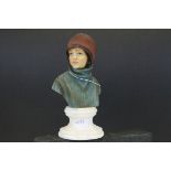 Painted Alabaster Figure of a 1920's Lady, 17cms high