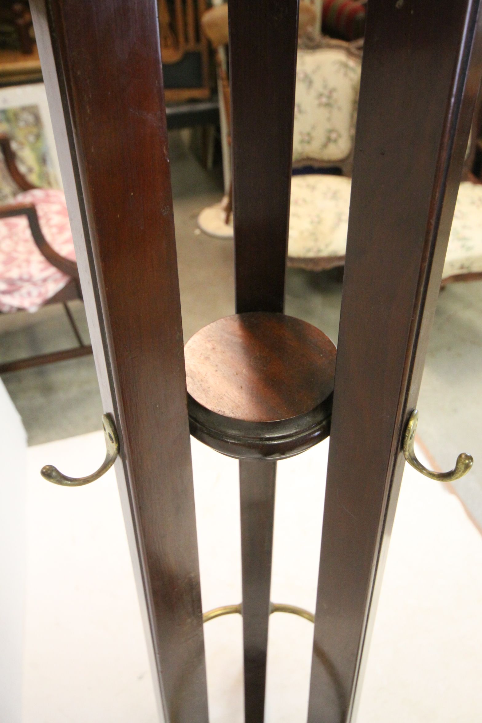 Late 19th / Early 20th century Mahogany Cloak and Stick Stand with Brass Fittings, 186cms high - Image 5 of 5