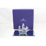 Swarovski crystal "Santa Maria" Sailboat with display mirror (Not in original box)