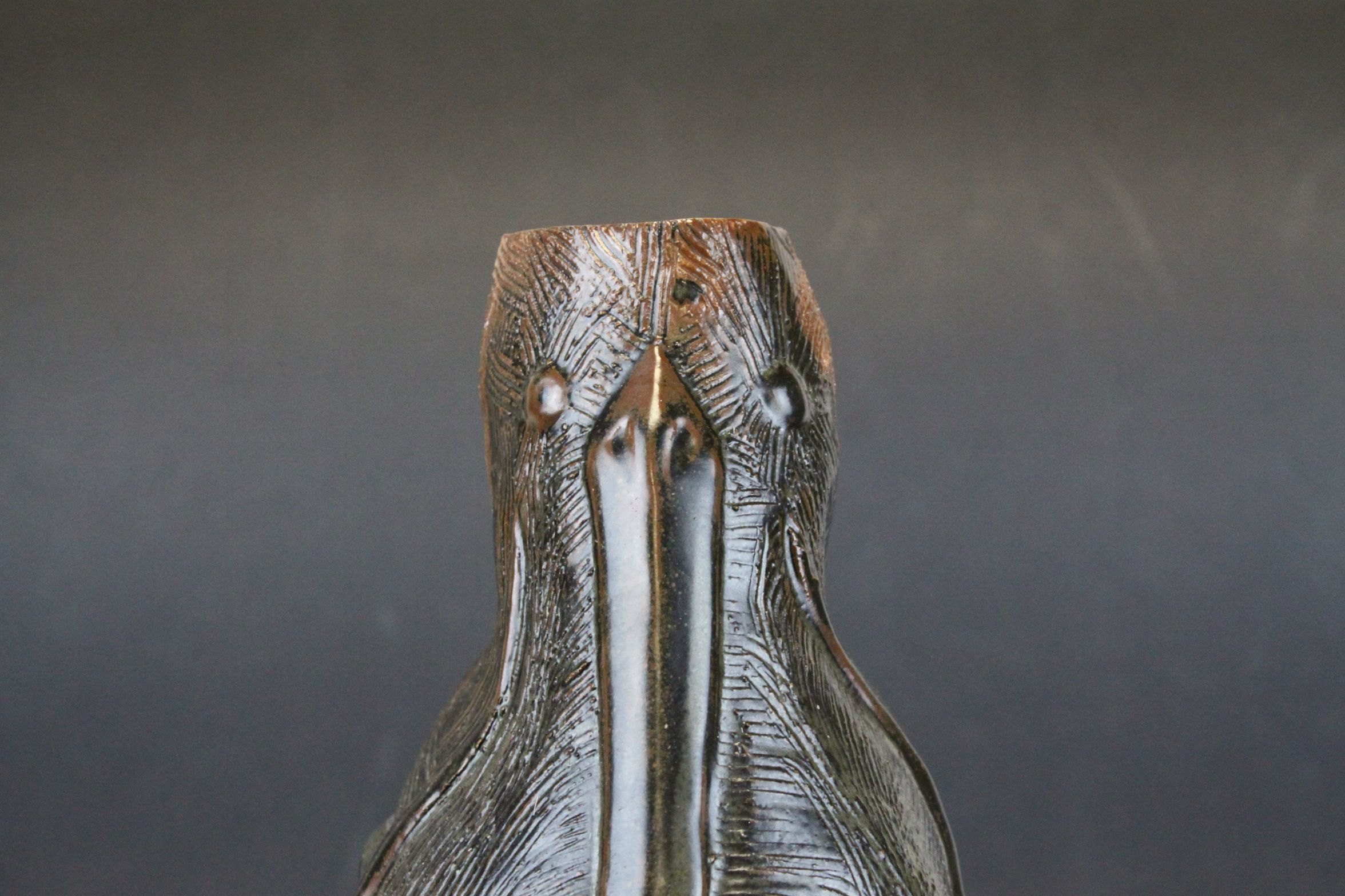 A mid 20 century art pottery vase in the form of a stylised ugly bird. - Image 2 of 5