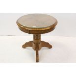 Oak Circular Coffee / Lamp Table with Glass Cover, 58cms high