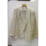 Cream silk evening jacket, fully embellished with iridescent cream sequins, USA size 8