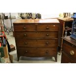 Regency Mahogany Chest of Two Short over Three Long Drawers raised splay feet, 105cms wide x