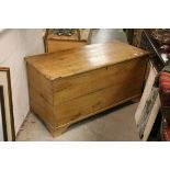 Large 19th century Pine Blanket Box / Coffer raised on bracket feet, 126cms wide x 66cms high