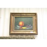 20th century oil on canvas still life of fruit indistinctly signed 23 x 31.