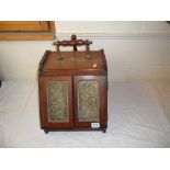 Arts and Crafts Wooden and Brass Coal Scuttle with Shovel