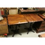 Pair of Square Mahogany Top Tables with Cast Iron Pedestal Bases, 60cms wide x 72cms high