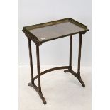 Rosewood Side Table with Brass Gallery Rail, raised on Tall Square Slender Legs, 60cms wide x
