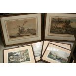 After R Havell, Set of Four Shooting Prints 20cms x 30cms together with Pair of R.B Davis Hunting