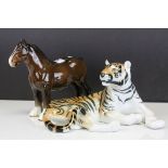 Beswick Brown Shire Mare, model no. 818 together with a USSR Tiger