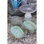 Pair of Wirework and Metal Garden Planters together with a Reconstituted Stone Tortoise and