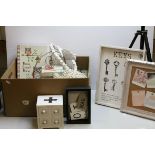 Box of Shabby Chic items including Key Cabinet, 4door trinket box, photo frame, etc