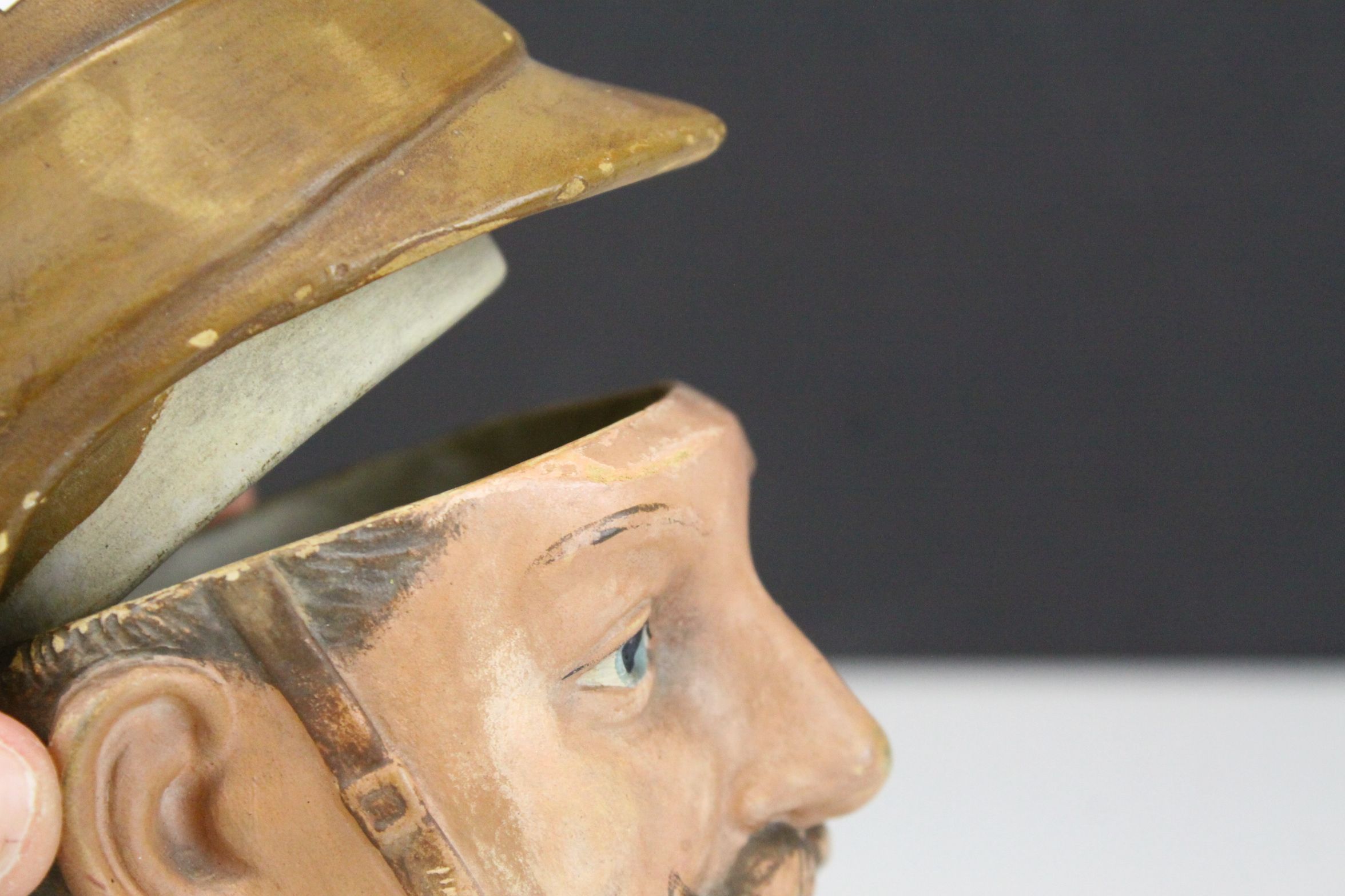 19th century Ceramic Lidded Tobacco Jar in the form of a British officer of the Boer War, marked - Image 7 of 7