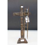 Folk Art Wooden Crucifix with a Ladder, 27cms high