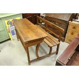 French Double Child's Desk with combined bench seat, 140cms long x 93cms deep x 82cms high