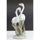 Lladro Model of Two Flamingoes, model no. 6641, 33cms high