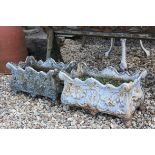 Pair of Cast Iron Coalbrookdale Style Garden Planters, 47cms wide x 26cms high