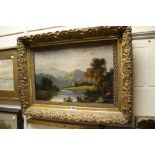19th century Oil on Board of a Cottage in a Landscape, 35cms x 52cms, gilt framed
