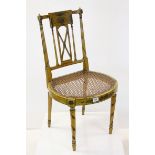 Regency Style Painted Side Chair with Cane Seat