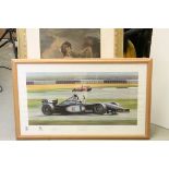 Gerald Coulson Motor Racing Print ' Coulthard's Finest Moment ' signed by Gerald Coulson and David