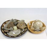 Natural History - Two Baskets of Various Fossils