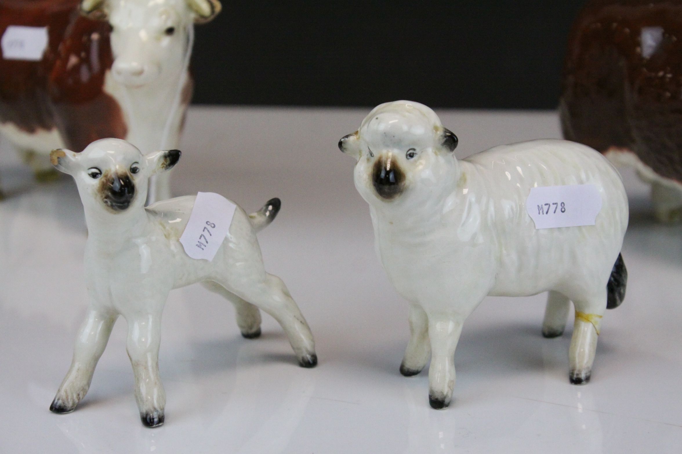 Beswick Hereford Bull (a/f), Beswick Hereford Cow and a Beswick Sheep and Lamb (both a/f) - Image 6 of 11