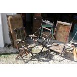 Four Victorian Folding Chairs in various states of repair