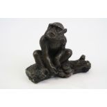 Japanese Meiji period Bronze of an Ape seated on a branch