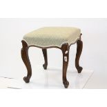 1920's Queen Anne Style Square Dressing Stool, 41cms wide
