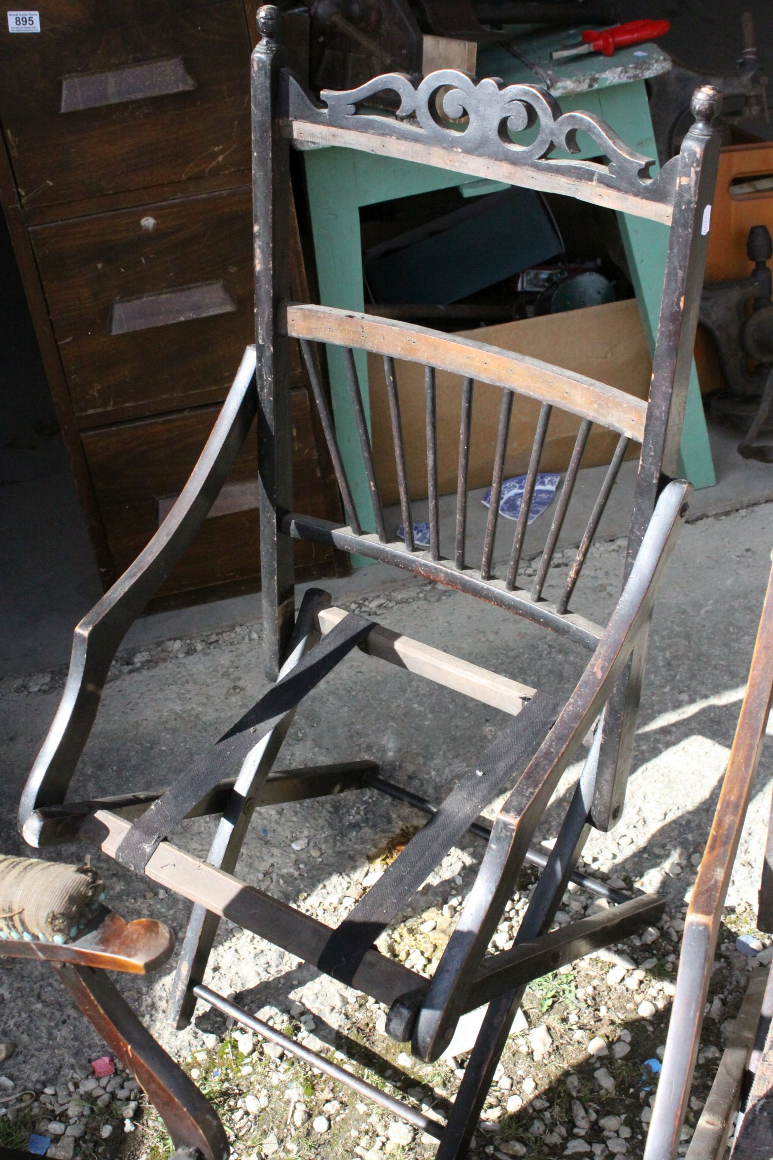 Four Victorian Folding Chairs in various states of repair - Image 4 of 5