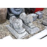 Pair of Reconstituted Garden Lions, L.65cms