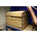 Victorian Pine Domed Top Travelling Trunk, 84cms wide x 61cms high
