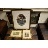 Edmund Dulac, Oval Print titled ' L' Allee ', 29cms x 22cms together with a Small C Baxter Print and