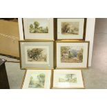 Edward Swan, Watercolour of Rural Scene, 18cms x 25cms together with Three further Watercolours, all