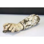 Painted Carved Wooden Lower Arm and Hand, possibly 18th century, 27cms long