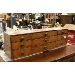 19th century Fruitwood Multi-Drawer Chest of Nine Drawers, 86cms long x 24cms high